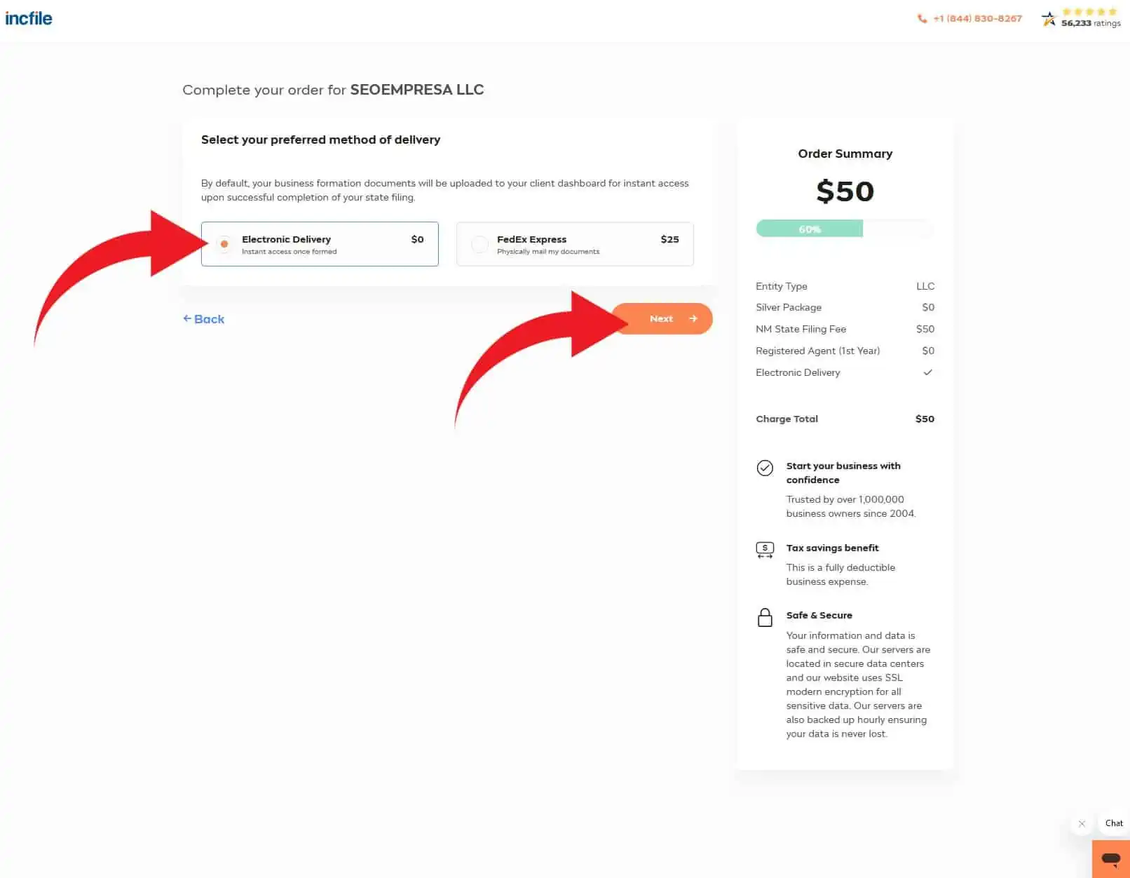 opciones de entrega de documentacion de la llc