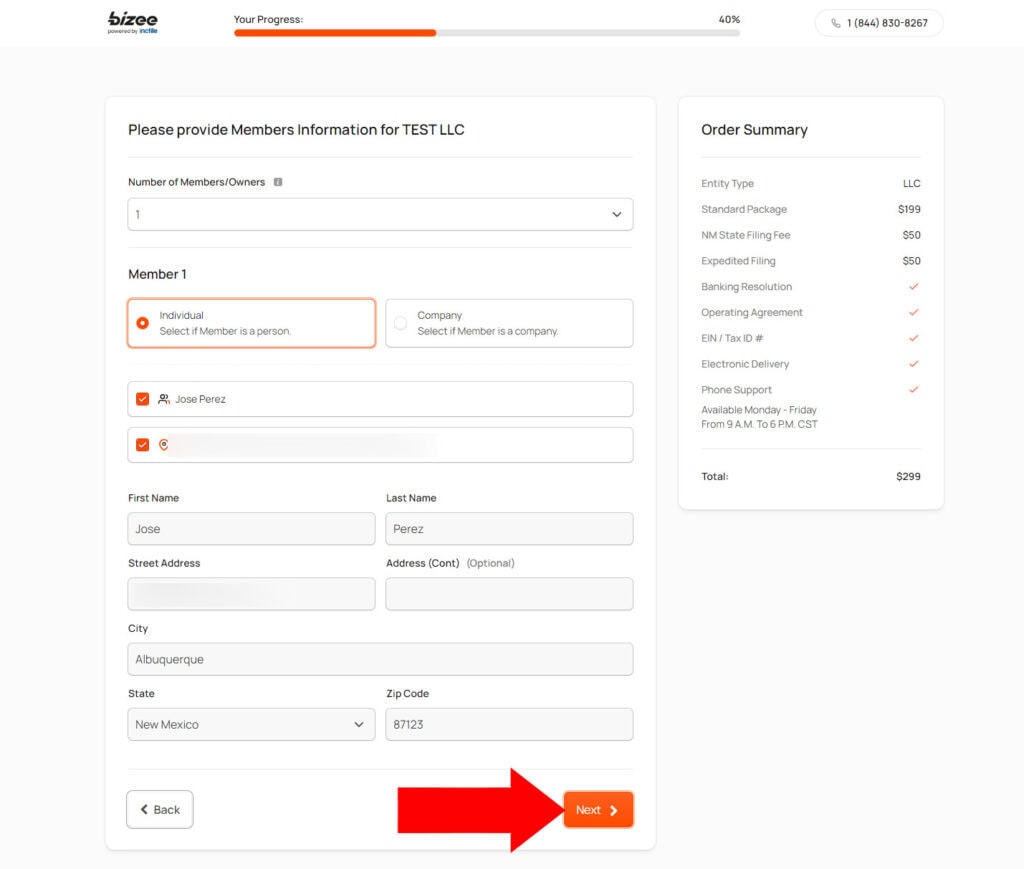 introducir info de miembro de la LLC