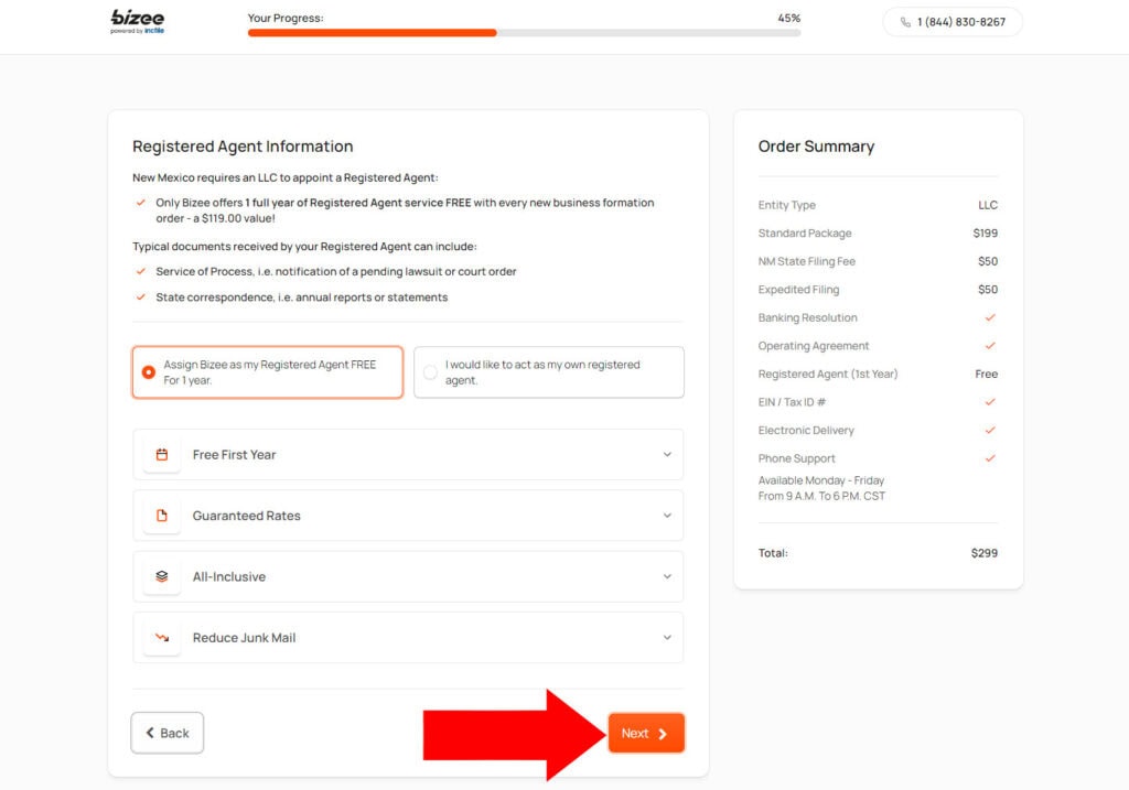 seleccionar agente registrador para la LLC